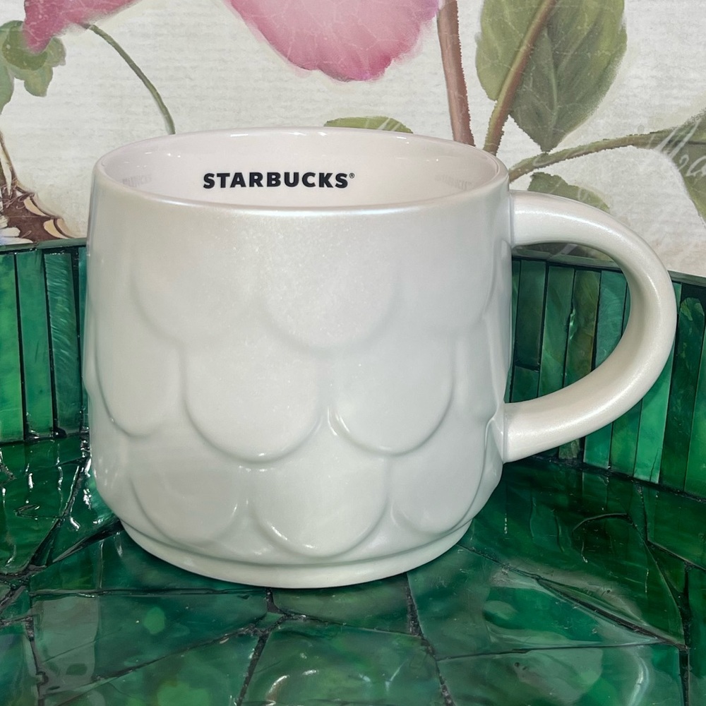 Starbucks White Mermaid Scale Twilight Shimmer Ceramic Mug